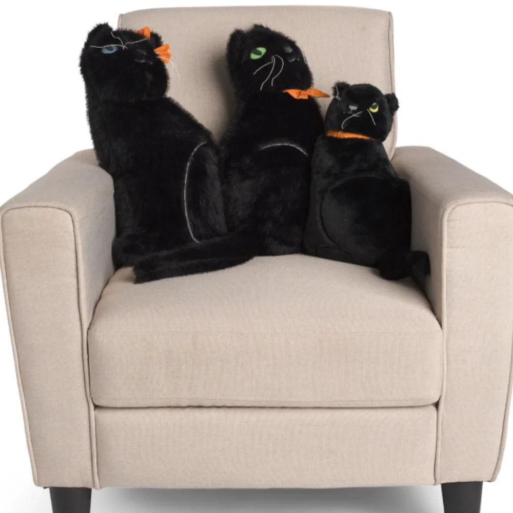 CR CURIOUS BY CYNTHIA ROWLEY 3рс Black Cat Family Halloween Pillows